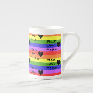 Taza De Porcelana Bandera del Arcoíris Texto Black Lives Matter LGBT