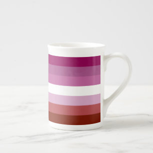Taza De Porcelana bandera del orgullo lésbico femenino SlipperyJoe's