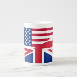 Taza De Porcelana Bandera doble ciudadana estadounidense y británica
