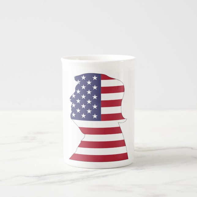 TAZA DE PORCELANA BANDERA ESTADOUNIDENSE DEL PRESIDENTE DONALD TRUMP (Frente)