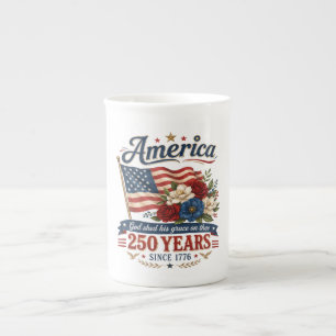 Taza De Porcelana Bandera floral de América 250 años