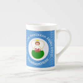 Taza De Porcelana Bandera galesa de Hanukkah del ángel