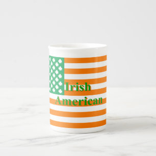 Taza De Porcelana Bandera irlandesa norteamericana