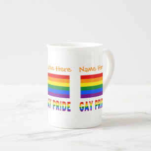 Taza De Porcelana Bandera personalizada de orgullo gay arcoíris LGBT
