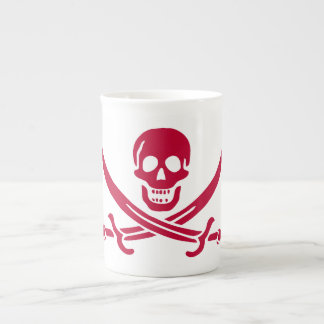 Taza De Porcelana Bandera pirata de Crimson Skull & Swords Jack en C