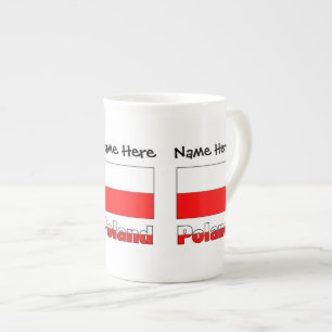 Taza De Porcelana Bandera polaca de Polonia personalizada en negro