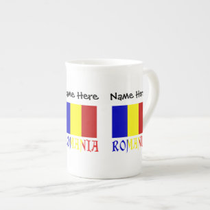 Taza De Porcelana Bandera Rumana Rumania Personalización Negra