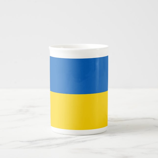 Taza De Porcelana Bandera ucraniana patriótica (Frente)