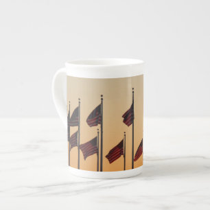 Taza De Porcelana Banderas al atardecer Patriótico Americano USA