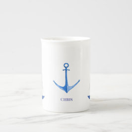 Taza De Porcelana Barco de vela y náutica azul