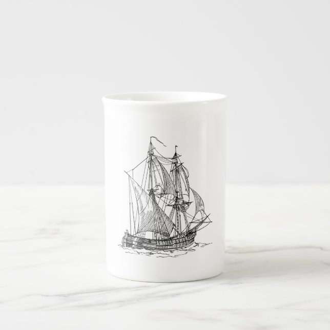 Taza De Porcelana Barco de vintage (Frente)