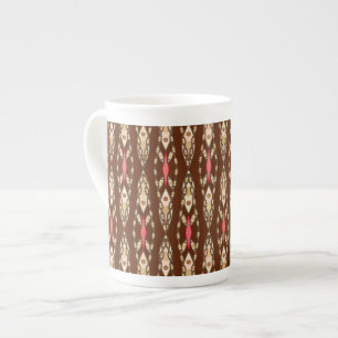 Taza De Porcelana Batik tribal - Marrón, Tan y Coral