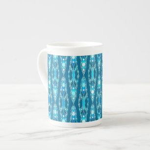 Taza De Porcelana Batik tribal - Ocean Blue y Aqua