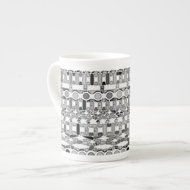 Taza De Porcelana Batik tribal - tonos grises / grises (Izquierda)