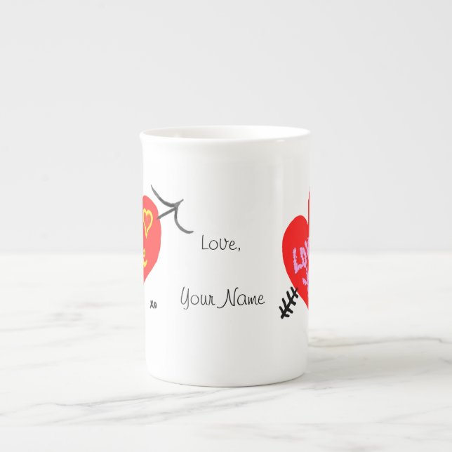 Taza De Porcelana Be Mine Love You Two Red Hearine Valentine (Frente)