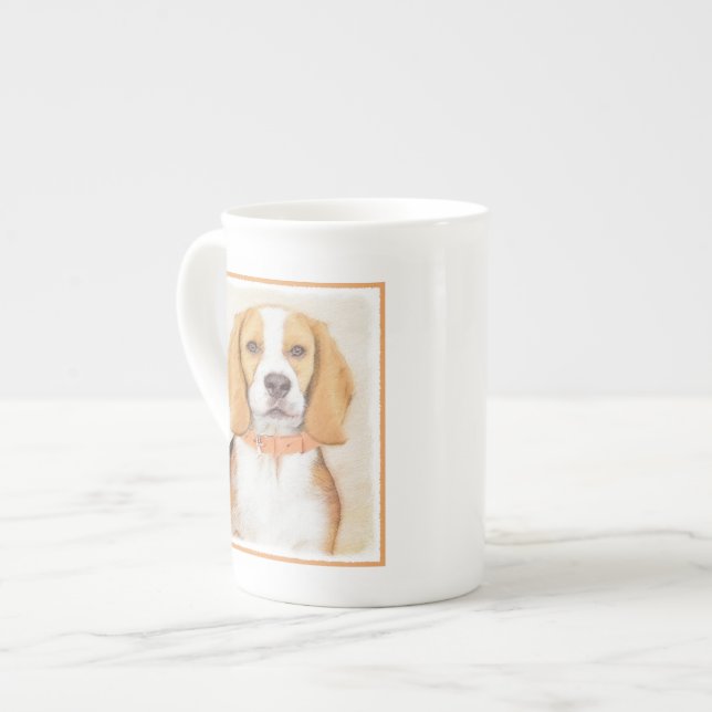 Taza De Porcelana Beagle Hound Dog Pintura original de animales (Izquierda)