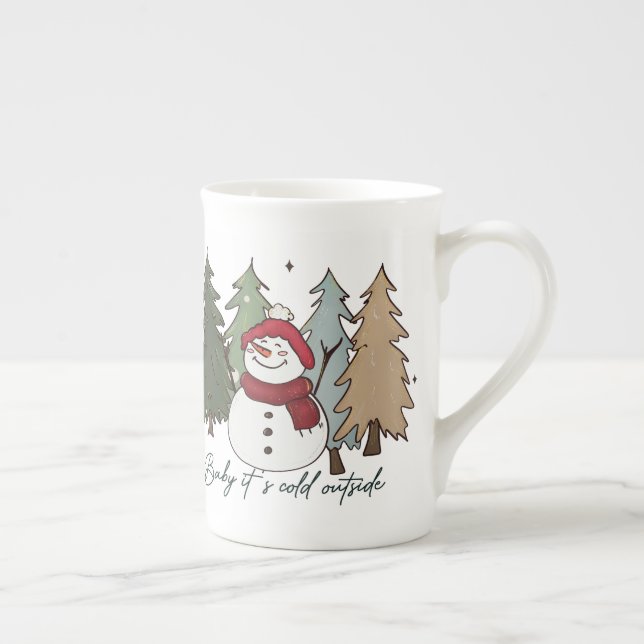 Taza De Porcelana Bebé de nieve hace frío afuera (Derecha)