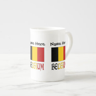 Taza De Porcelana Bélgica y la bandera belga personalizada