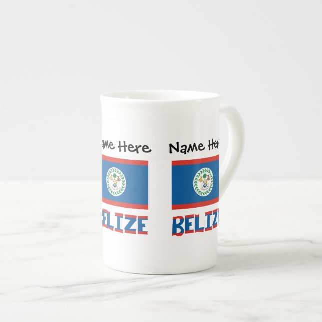 Taza De Porcelana Belice Bandera Belice personalizada (Derecha)
