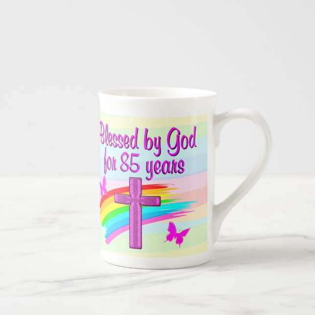 TAZA DE PORCELANA BELLA BENDICIÓN DE DIOS 85º CUMPLEAÑOS MUG (Derecha)