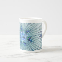 Taza De Porcelana Belleza floral Resumen Flor Pastel azul moderno
