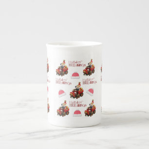 Taza De Porcelana Bendiciones de fiesta Feliz Navidad, Santa