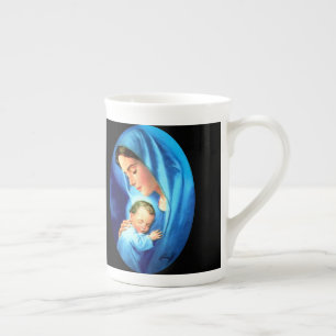 Taza De Porcelana Bendita Virgen María con el Niño Jesús