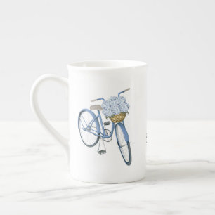 Taza De Porcelana Bicicleta con Cesta de Hortensias Amante de las Fl