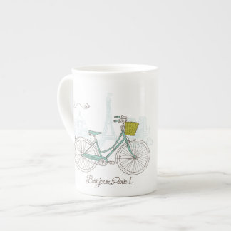 Taza De Porcelana Bicicleta del vintage con la cesta linda en París