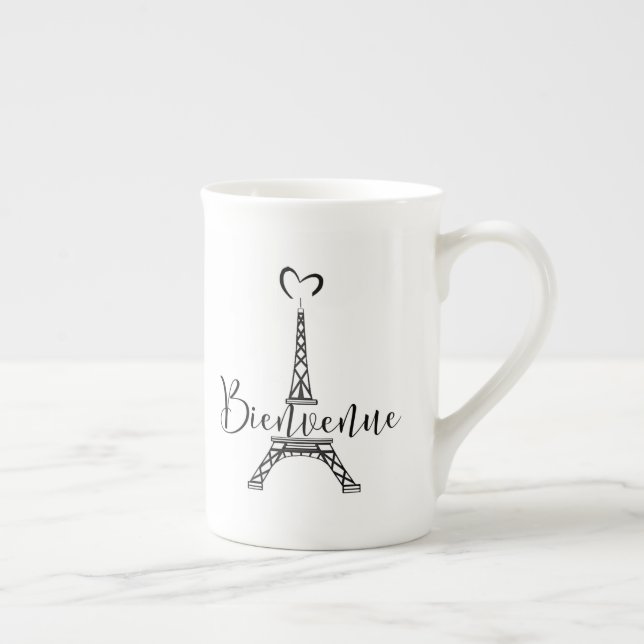 Taza De Porcelana "Bienvenue" (Bienvenido en francés) (Derecha)