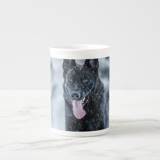 Taza De Porcelana Black German Shepherd in snow Duvet Cover (Frente)