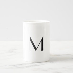 Taza De Porcelana blanco sólido - agregar monograma negro