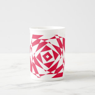Taza De Porcelana Blanco y rojo Resumen Ilusión Hueso China Mug