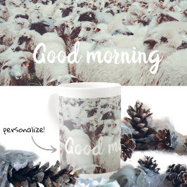 Taza De Porcelana Bloque de ovejas blancas y negras
