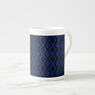 Taza De Porcelana Blue and black diamond pattern