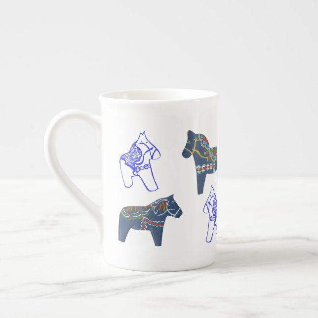 Taza De Porcelana Blue Dala Horses Mug (Izquierda)