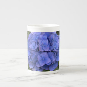 Taza De Porcelana Blue Hydrangea Bone China Mug