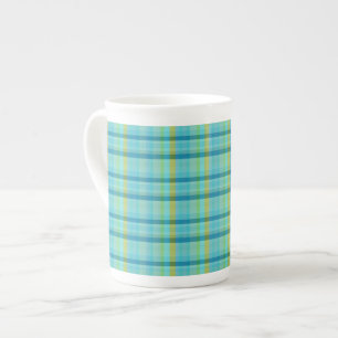 Taza De Porcelana Blue Plaid by Shirley Taylor