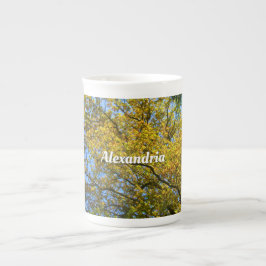 Taza De Porcelana Blue Sky & Autumage Foliage - Personalizado