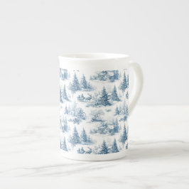 Taza De Porcelana Blue Toile Christmas Pattern 