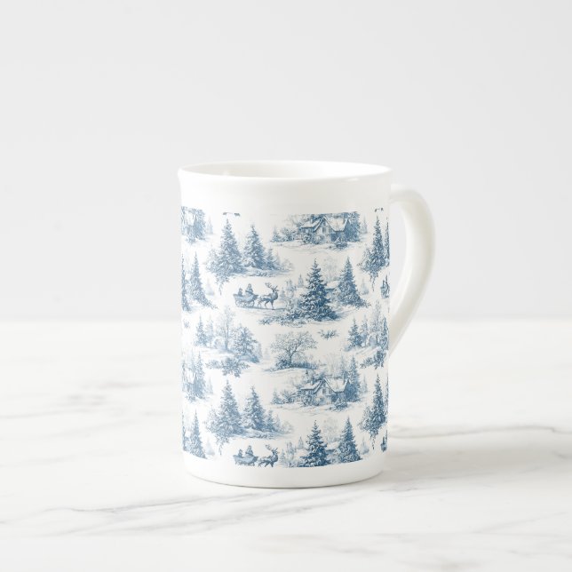 Taza De Porcelana Blue Toile Christmas Pattern  (Derecha)