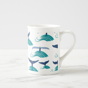 Taza De Porcelana Blue Whale Tail Waves Sea Animal Ocean Marine