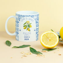 Boda Mug de Portugal | Baldosas azules y lemones e