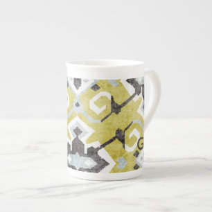 Taza De Porcelana Boho chic amarillo ikat patrón tribal monograma