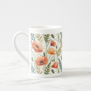Taza De Porcelana Boho Garden of Beautiful Poppies