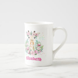 Taza De Porcelana Boho Giraffe Flores Nombradas Chicas, regalos para