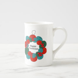 Taza De Porcelana Bolas de lana Navidades de pompon