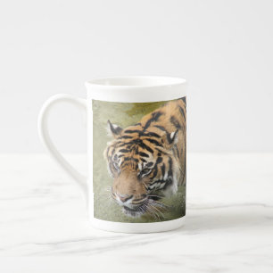 Taza De Porcelana Bomba fotográfica siberiana de tigre y hueso chino