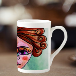Taza De Porcelana Bone China Coffee Mug (Mujer caprichosa - 01)