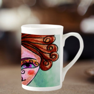 Taza De Porcelana Bone China Coffee Mug (Mujer caprichosa - 01)